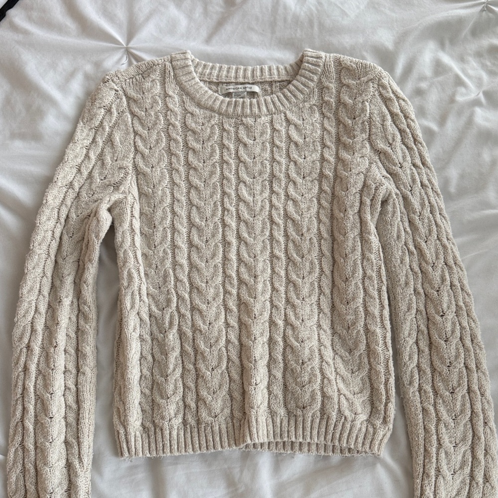 Cream Cable Knit American Eagle Sweater